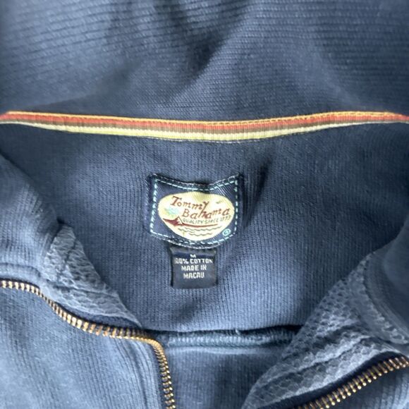 Tommy Bahama Relax Sweatshirt Men's Medium Blue 100% Cotton 1/4 Zip Long Casual - Picture 5 of 8
